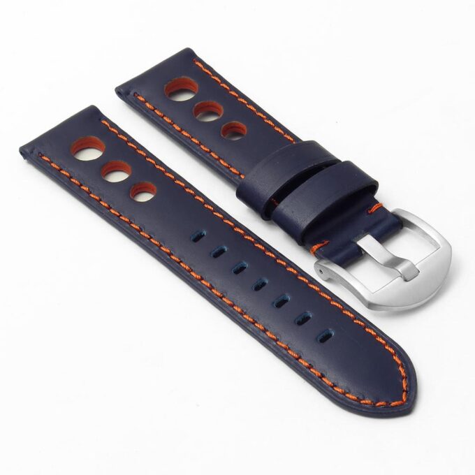 DASSARI M5 ds4.5.12 Leather Rally Strap in blue w orange stitchi