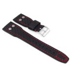 DASSARI Mirage iw6.1.6 Carbon Fiber Strap w Rivets in Black with Red Stitching