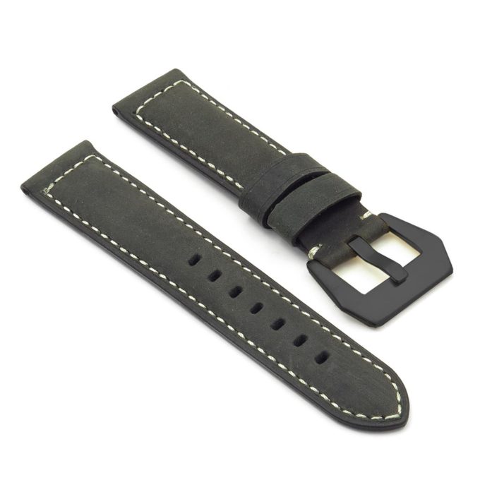 DASSARI Salvage p560a.1.mb Thick Padded Distressed Italian Leather Strap w Black Pre V Buckle in black