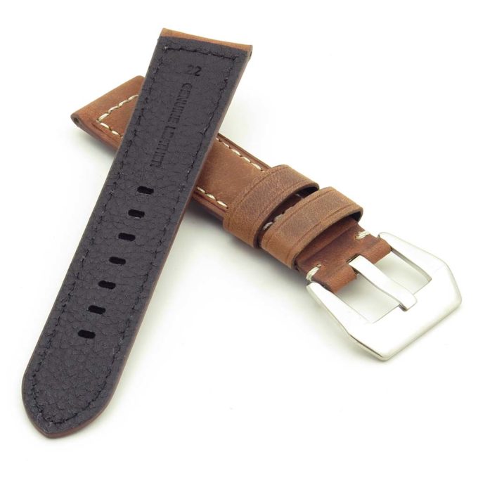 DASSARI Salvage p560a.3 Thick Padded Distressed Italian Leather Strap w Pre V Buckle in tan