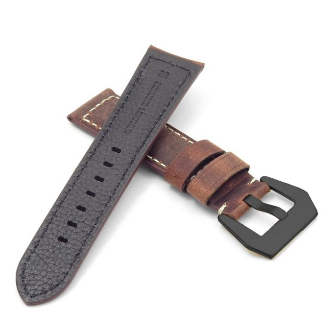 DASSARI Salvage p560a.8.mb Thick Padded Distressed Italian Leather Strap w Black Pre V Buckle in rust