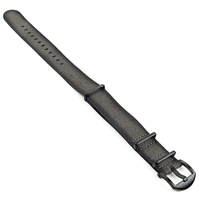 DASSARI Slater dn9.7.mb Distressed Leather NATO Strap w Matte Black Hardware in Grey