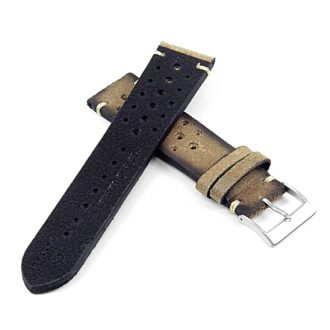 DASSARI Speedster Perforated Vintage Leather Rally Strap | StrapsCo