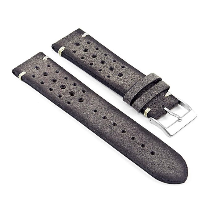 DASSARI Speedster ra2.7 Perforated Vintage Leather Rally Strap in Grey