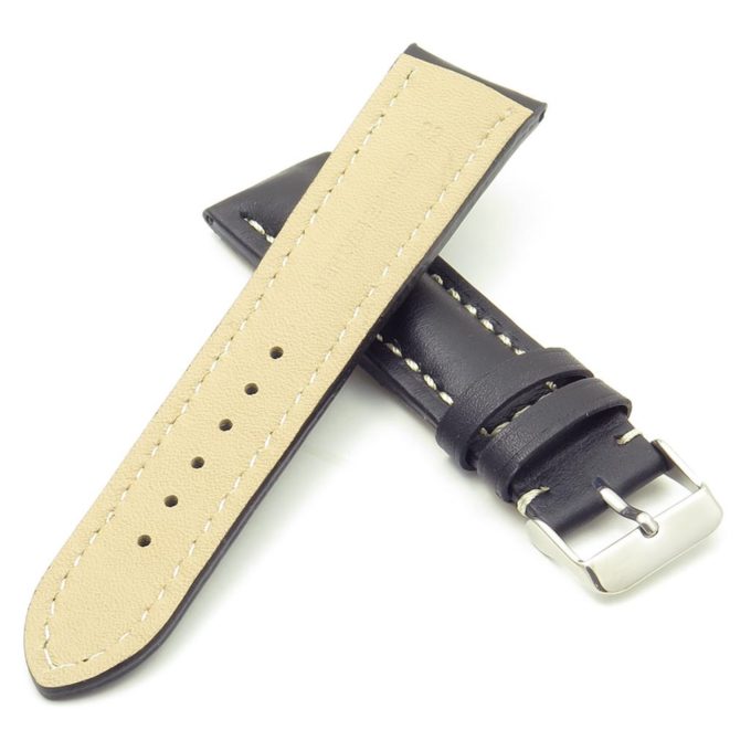 DASSARI Transit brb2.1.22 Smooth Italian Leather Strap black with white stitching