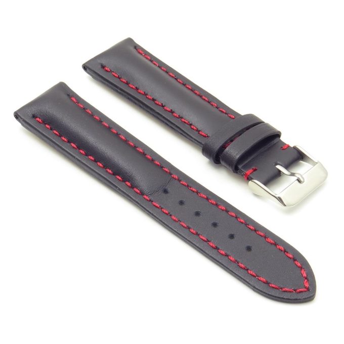 DASSARI Transit brb2.1.6 Smooth Italian Leather Strap black with red stitching