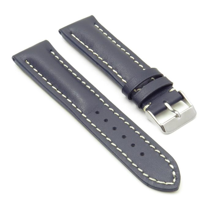DASSARI Transit brb2.5a.22 Smooth Italian Leather Strap dark blue with white stitching