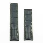 DASSARI Vantage brt11.c.1 Padded Crocodile Embossed Leather Strap for Deployment Clasp in Black