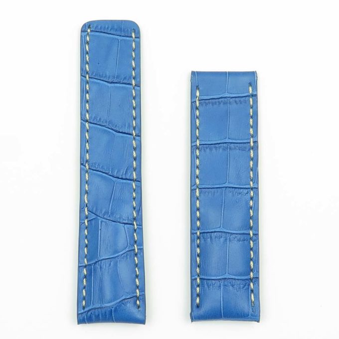DASSARI Vantage brt11.c.5 Padded Crocodile Embossed Leather Strap for Deployment Clasp in Blue