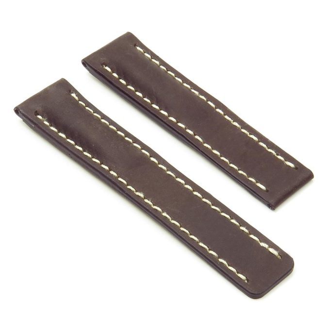 DASSARI Venture brc1.2.22 Distressed Italian Leather Watch Strap for BREITLING dark brown with white stitching