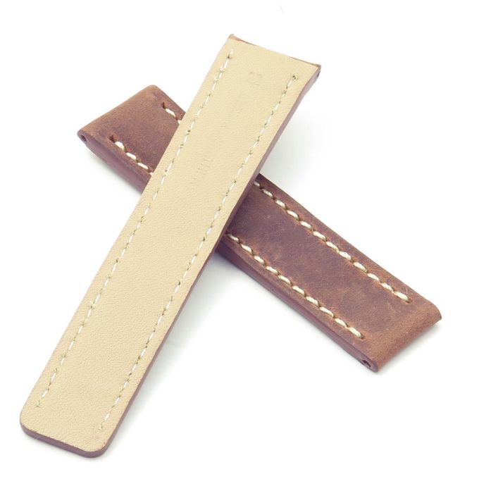 DASSARI Venture brc1.3.22 Distressed Italian Leather Watch Strap for BREITLING tan with white stitching