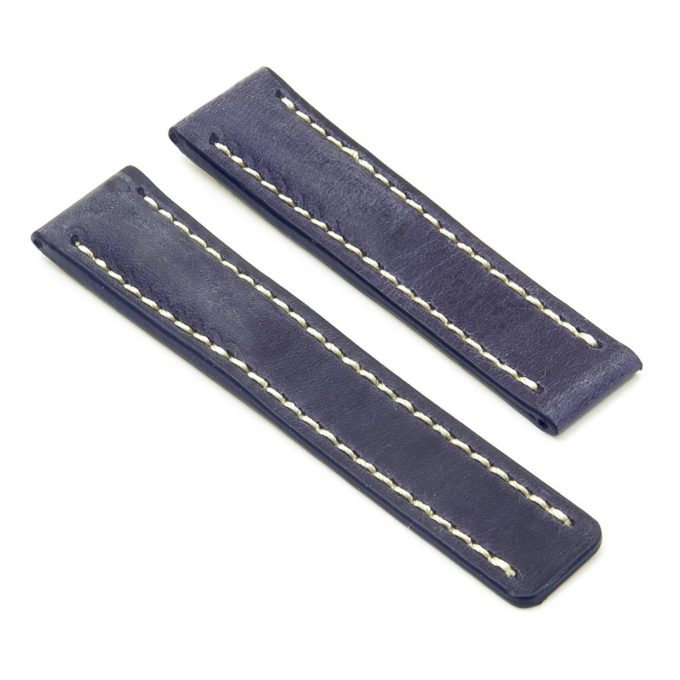 DASSARI Venture brc1.5.22 Distressed Italian Leather Watch Strap for BREITLING blue with white stitching