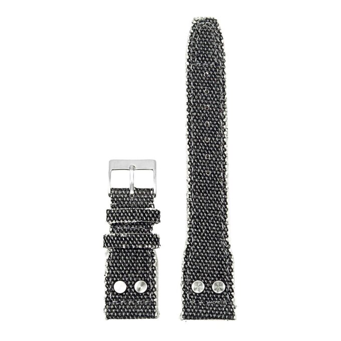 DASSARI Weave iw7.1 Frayed Edge Canvas Strap w Rivets in Black