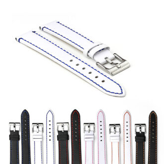 Gallery 372 Flat Leather Watch Strap with Contrast Stitching