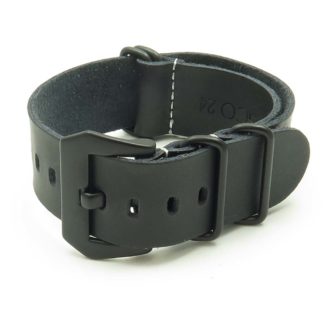 NT.1.pv.mb Leather NATO Strap w Black Pre V Buckle in black