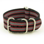 NT.NL.1.7.12.ps 5 Ring Nylon NATO Strap in Black Grey Orange