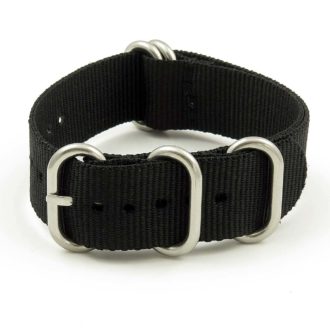 NT.NL.1.ps 5 Ring Nylon NATO Strap in Black