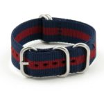 NT.NL.5.4.ps 5 Ring Nylon NATO Strap in Navy Blue Burgundy