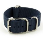 NT.NL.5.ps 5 Ring Nylon NATO Strap in Navy Blue