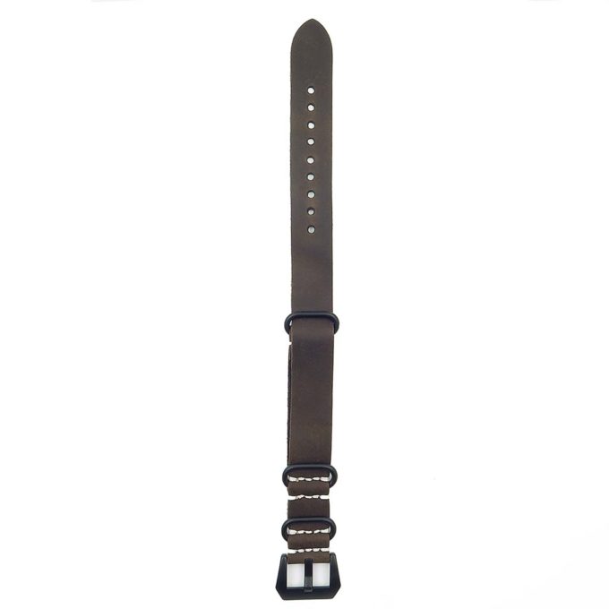 NT.a.2.mb Vintage Leather NATO Strap with Matte Black Buckle in Brown