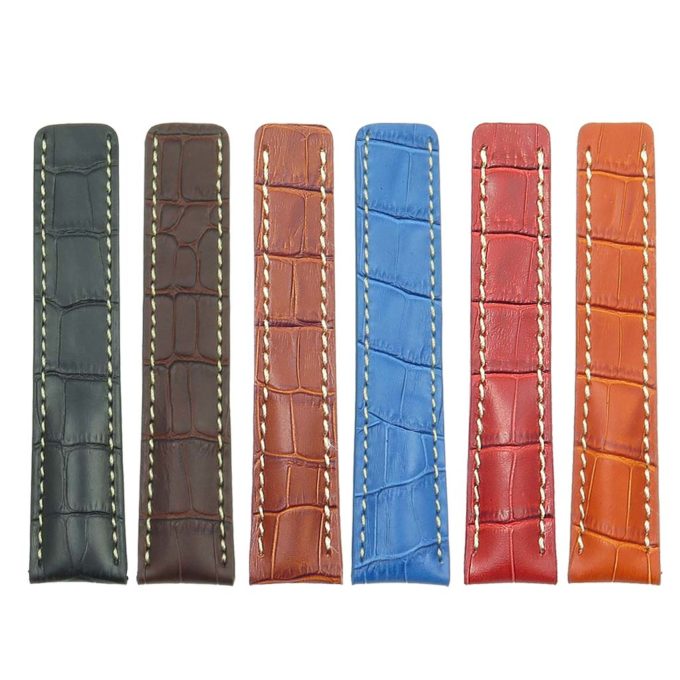 all Color DASSARI Vantage brt11.c Padded Crocodile Embossed Leather Strap for Deployment Clasp