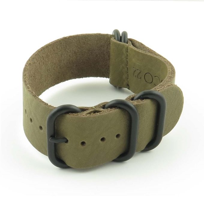 nt.11.mb Ring Leather NATO Strap in Moss Green
