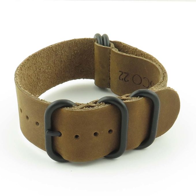 nt.23.mb 5 Ring Leather NATO Strap in Light Brown