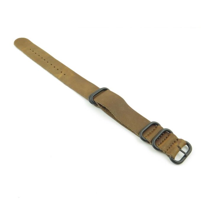 nt.23.mb 5 Ring Leather NATO Strap in Light Brown