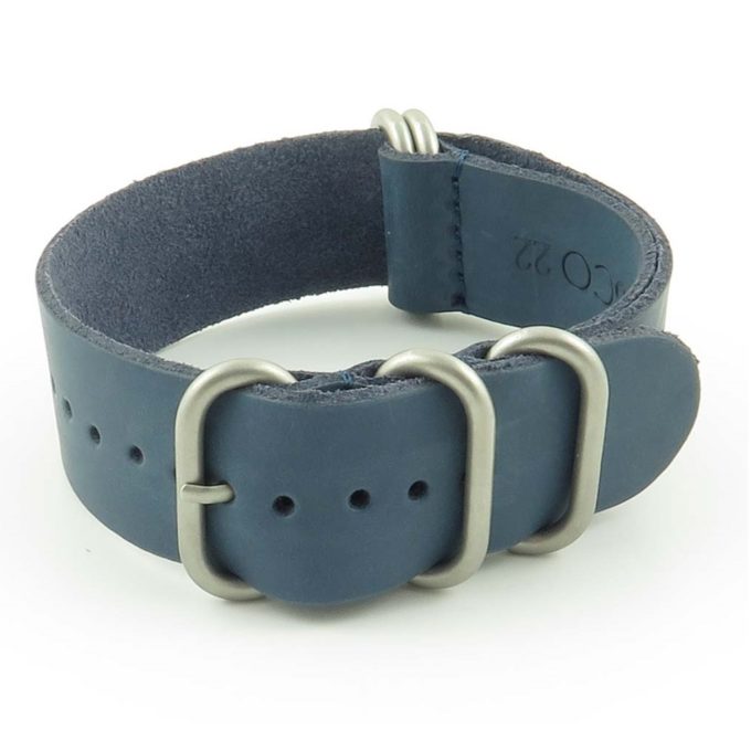 nt.5 5 Ring Leather NATO Strap in Blue
