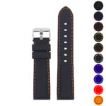 pu1 Gallery Black & Orange StrapsCo Silicone Rubber Divers Watch Band Strap with Contrast Stitching