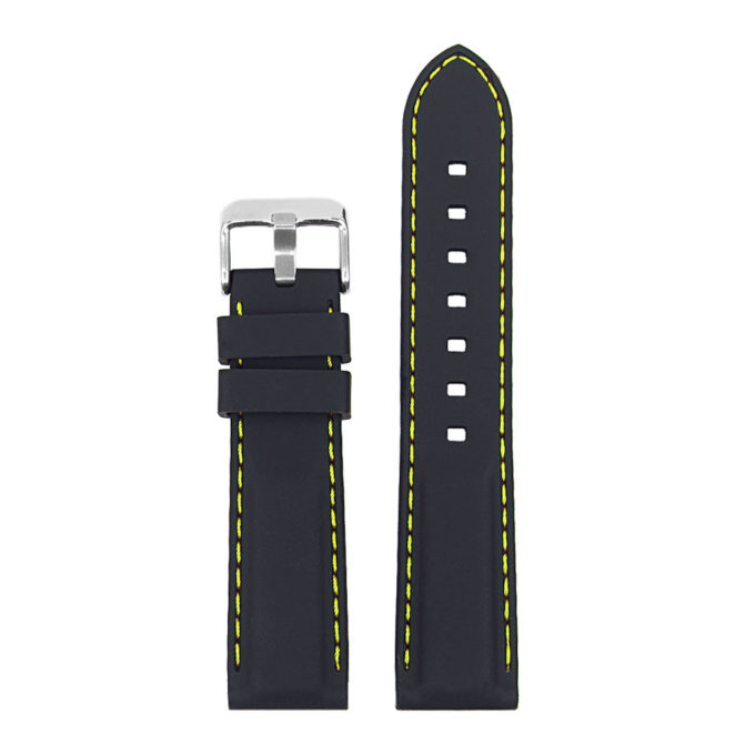 pu1.1.10 Rubber Strap with Contrast Stitching in black with yellow stitching