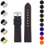 pu1.1.12 Gallery Black & Orange StrapsCo Silicone Rubber Divers Watch Band Strap with Contrast Stitching