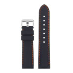 pu1.1.12 Rubber Strap with Contrast Stitching in black with orange stitching