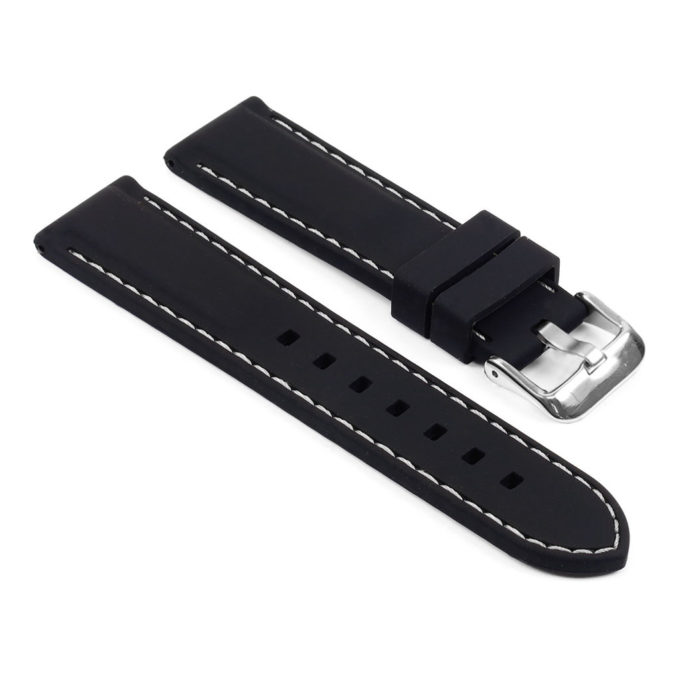 pu1.1.22 Rubber Strap with Contrast Stitching in black with white stitching