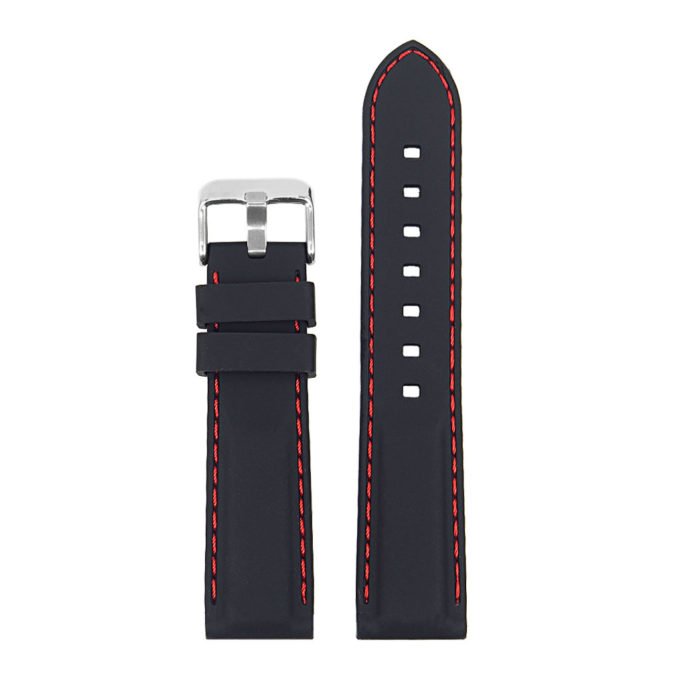 pu1.1.6 Rubber Strap with Contrast Stitching in black with red stitching