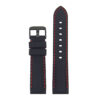 pu1.1.6.mb Rubber Strap with Contrast Stitching with Matte Black Tang Buckle in black with red stitching