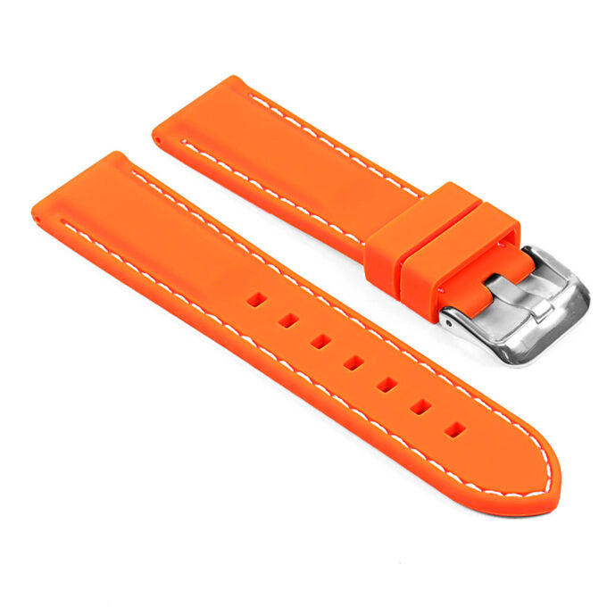 pu1.22.1 Rubber Strap with Contrast Stitching in white with black stiching