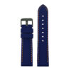 pu1.5.12.mb Rubber Strap with Contrast Stitching with Matte Black Tang Buckle in blue with orange stitching