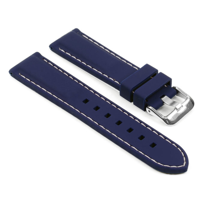 pu1.5.22 Rubber Strap with Contrast Stitching in blue with white stitching