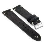 st15.1 Suede Watch Strap in black w white stitching