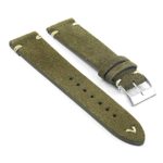 st15.11 Suede Watch Strap in green w white stitching