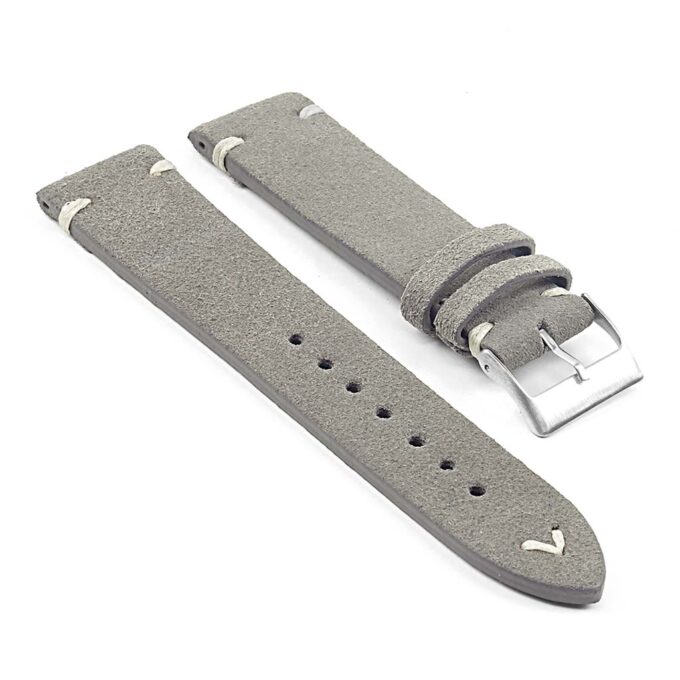 st15.7 Suede Watch Strap in grey w white stitching