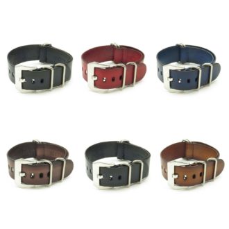 All Color st793 Faded Vintage Leather NATO Strap w Pre V Buckle