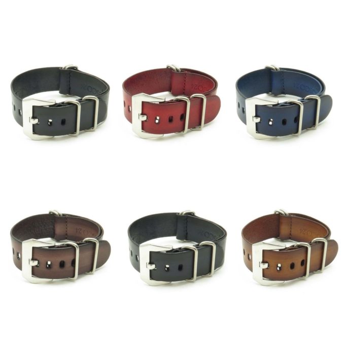 All Color st793 Faded Vintage Leather NATO Strap w Pre V Buckle