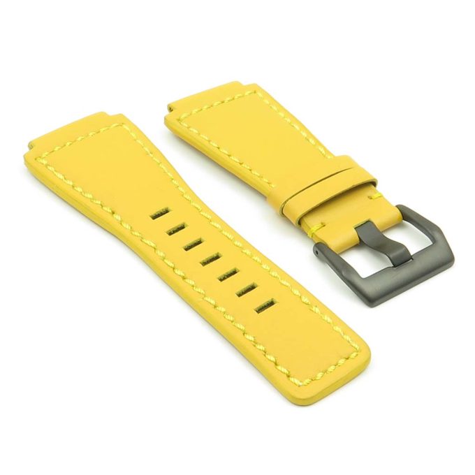 BR1.10.mb DASSARI Magnum Leather Watch Strap for Bell and Ross in Yellow with matte black buckle