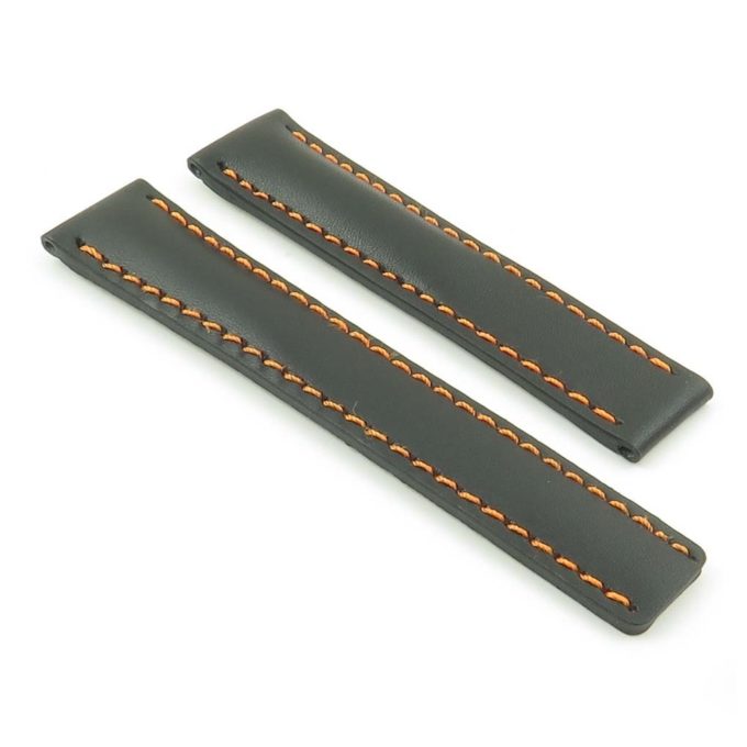 DASSARI Transit p605.1.12 Italian Leather Watch Strap for Tag Heuer in Black w Orange Stitching