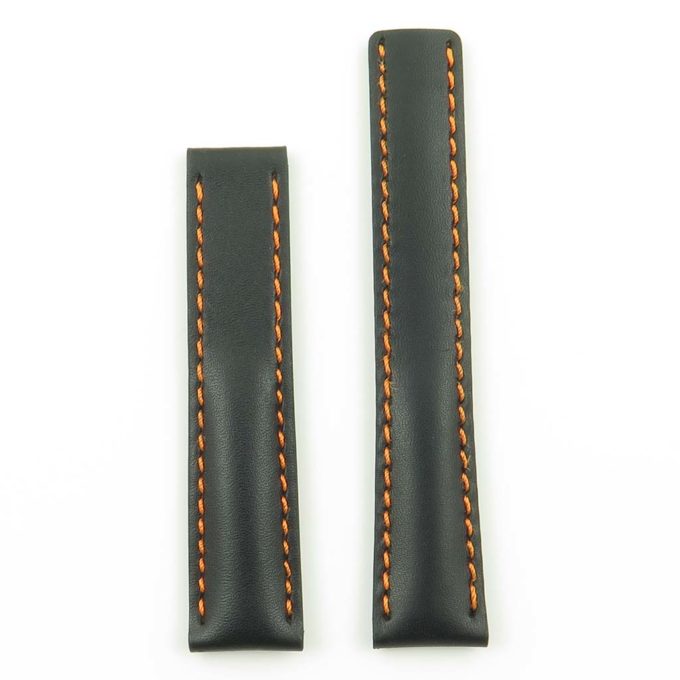 DASSARI Transit p605.1.12 Italian Leather Watch Strap for Tag Heuer in Black w Orange Stitching
