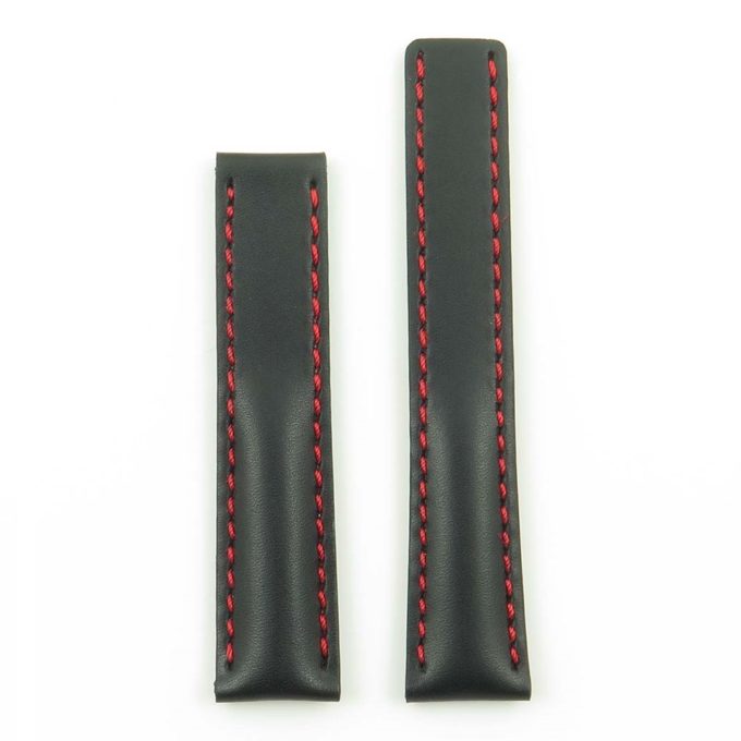 DASSARI Transit p605.1.6 Italian Leather Watch Strap for Tag Heuer in Black w Red Stitching