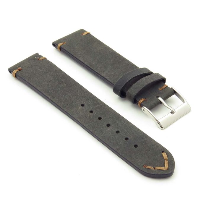 DASSARI Tribute Vintage Italian Leather Distressed Watch Strap in black ds1.1