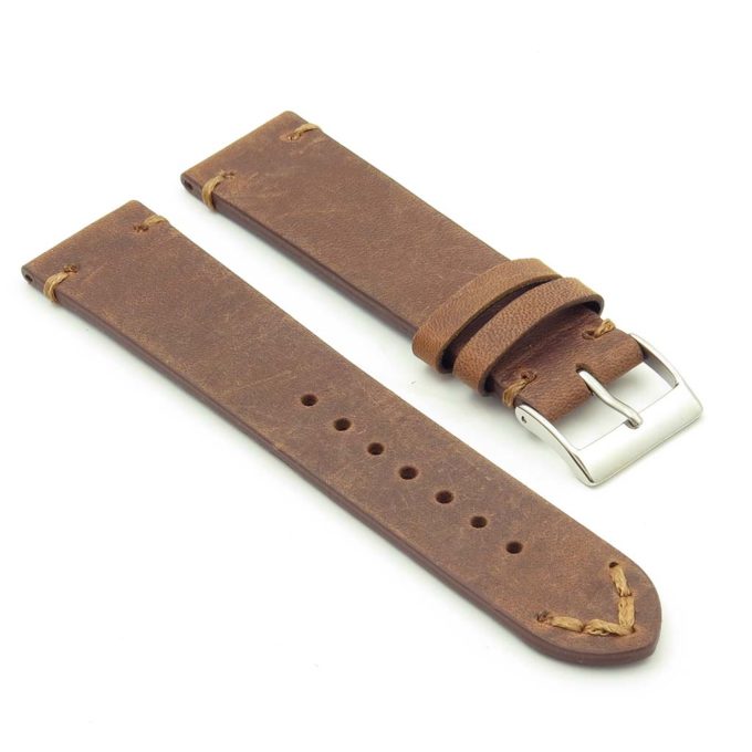 DASSARI Tribute Vintage Italian Leather Distressed Watch Strap in tan